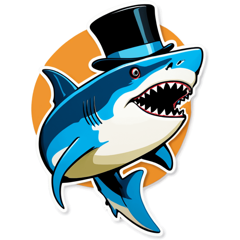 Shark with a top hat emoji