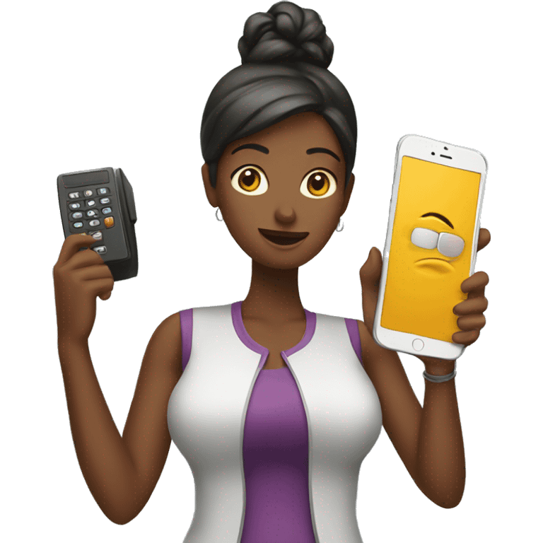 woman showing big phone emoji