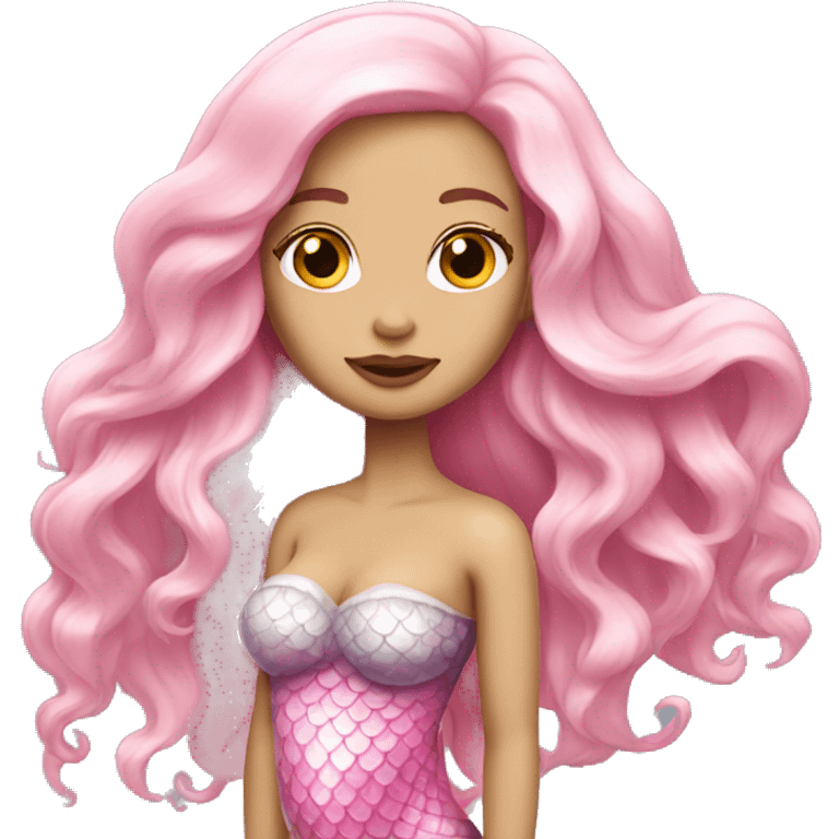 White pink long hair mermaid  emoji