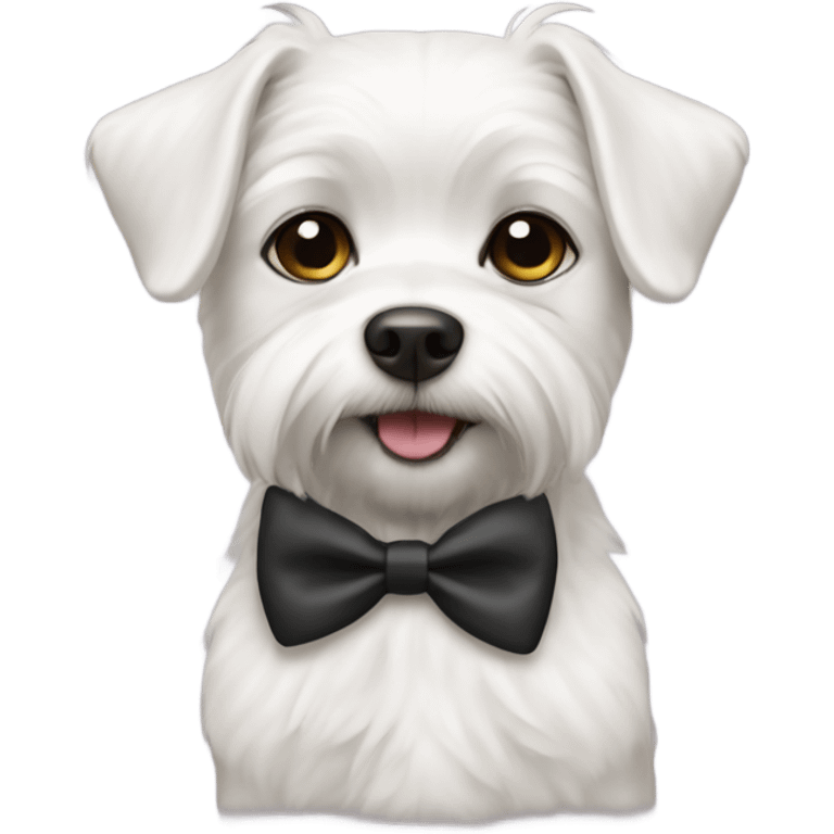 Small white dog wearing bow tie emoji