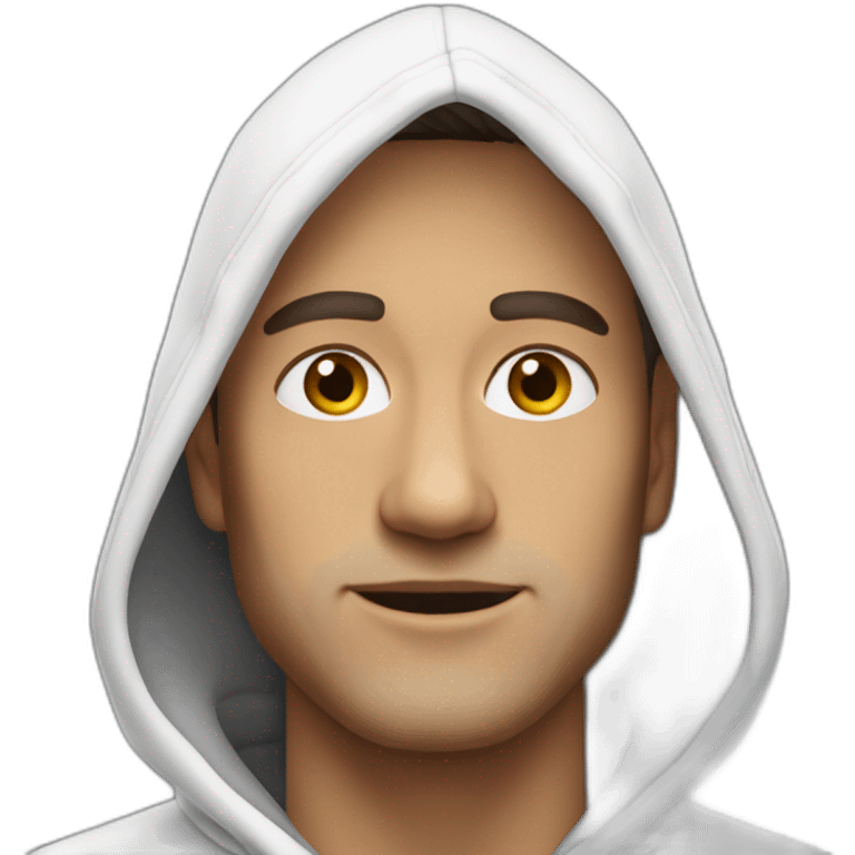 Man wearing white hoddie written gap on it  emoji