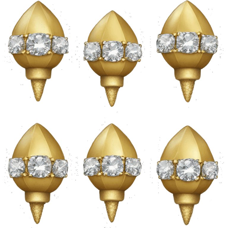 a Diamond Acorn, sparkling cut diamond, with stem of gold emoji