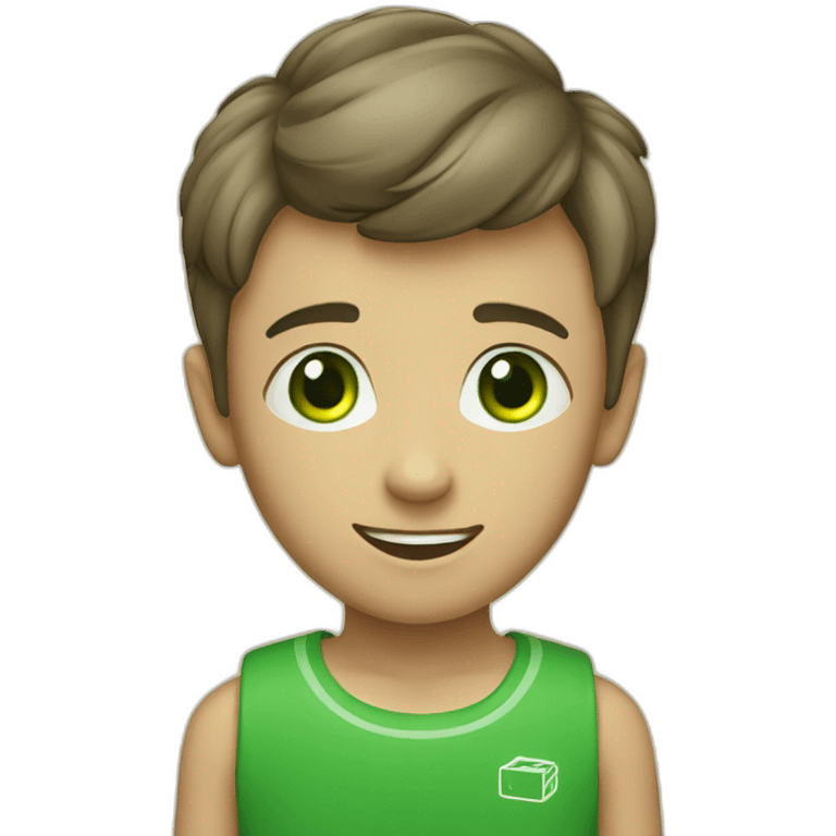 a pupil with a green logo on shirt emoji