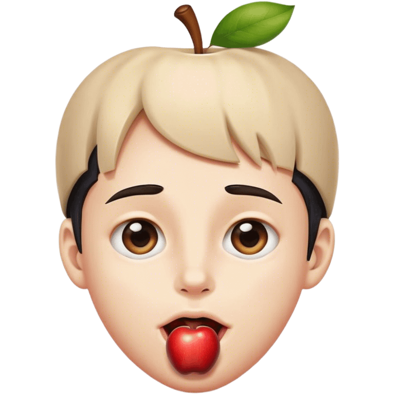 Levi with apple on head tongue poking out  emoji