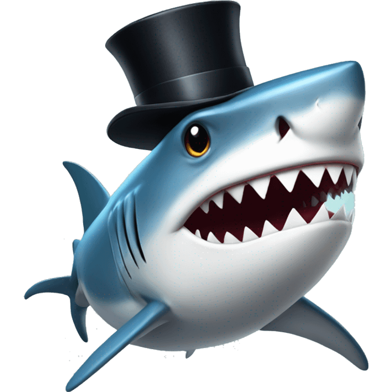 Shark   with a top hat emoji