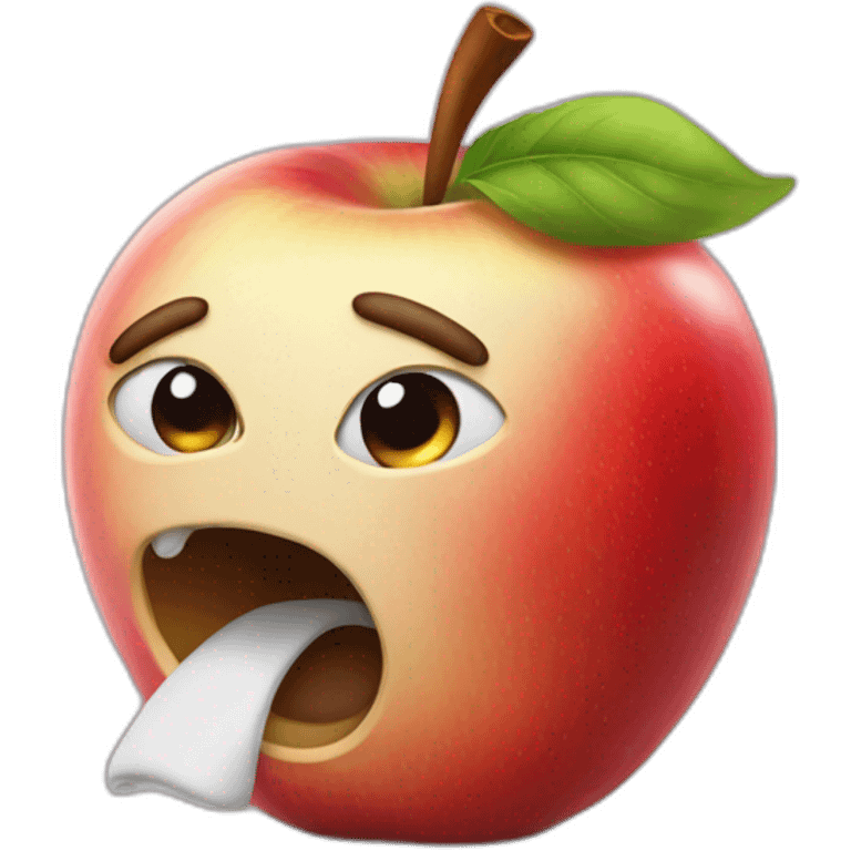 apple coughing emoji with fist over mouth emoji