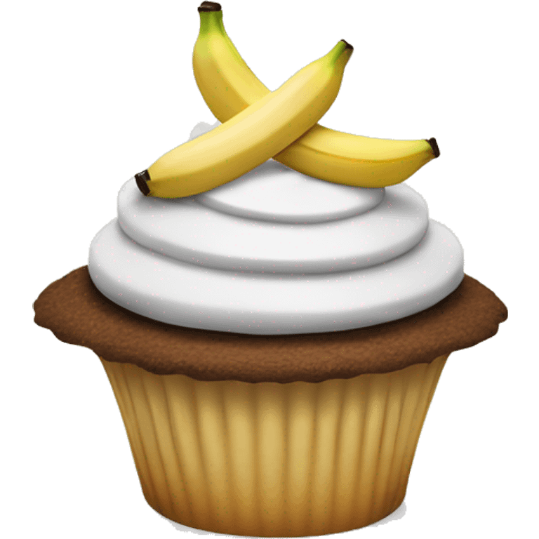 cupcake topped with a banana slice and nilla wafer emoji