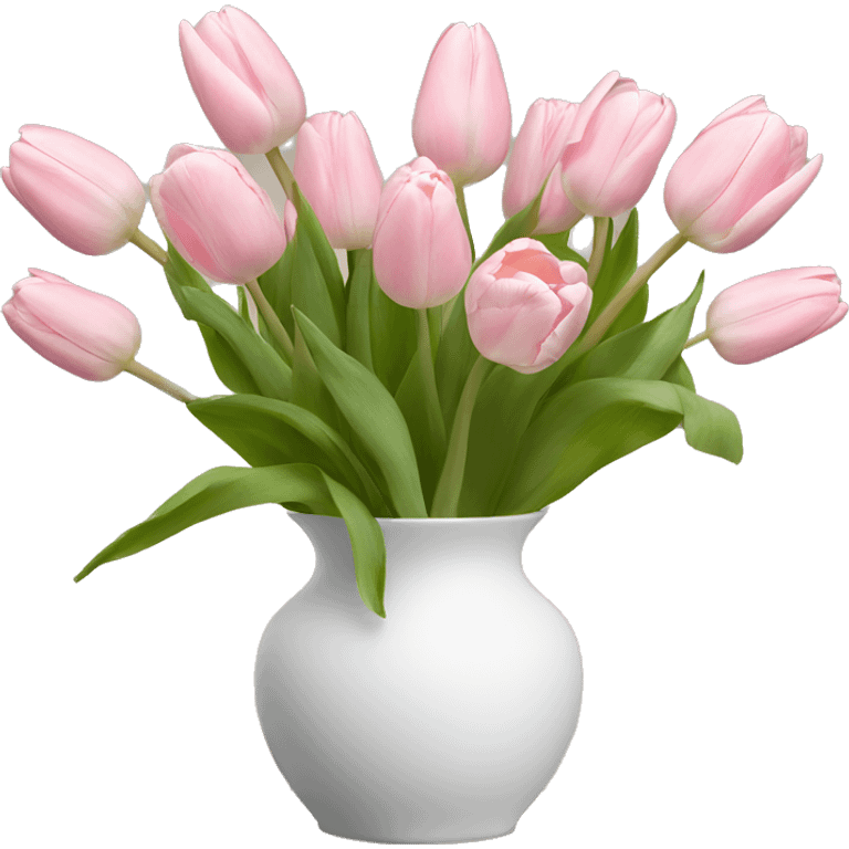 Light pink tulips in white vase i emoji