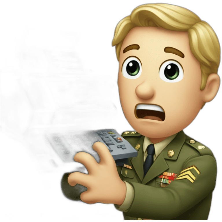 Useless German Military officer shouting at a fax machine emoji