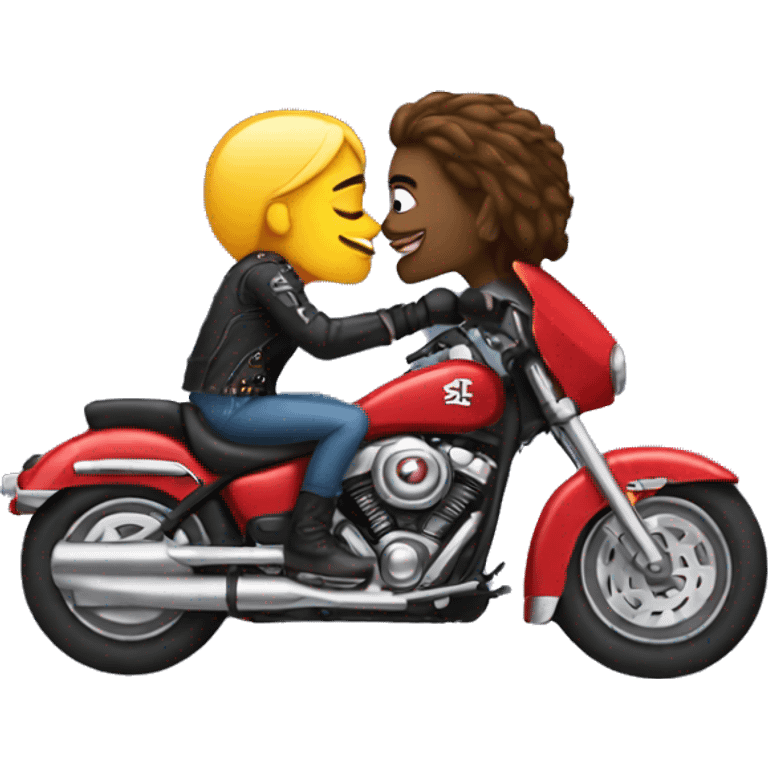 rockstar kiss riding motorcycle  emoji