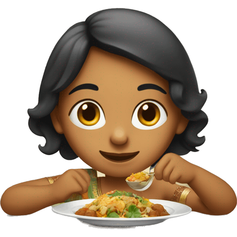 Indian girl enjoying a meal emoji