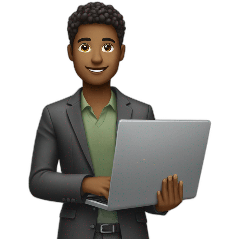 a young entrepreneur holding a laptop emoji