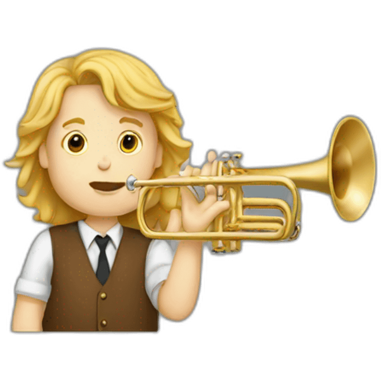 White boy with long hair playing trumpet emoji