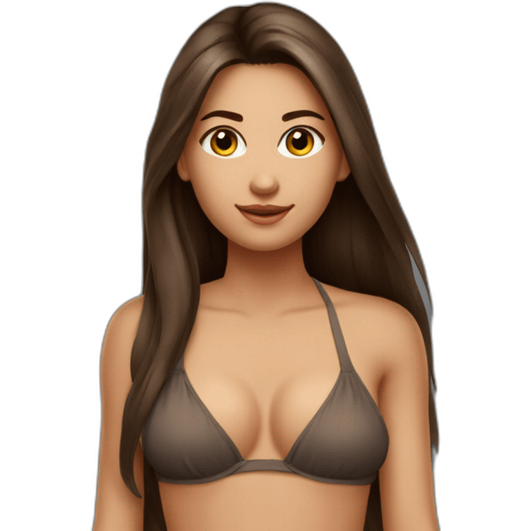 fille brune cheveux long droit bikini emoji