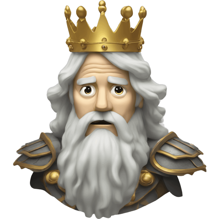 Vintage King hamlet old man big beard gold crown wearing armour fading ghost hands out trapped melting into wisps emoji