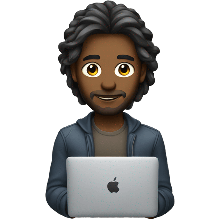 developer with long hair and a macbook emoji