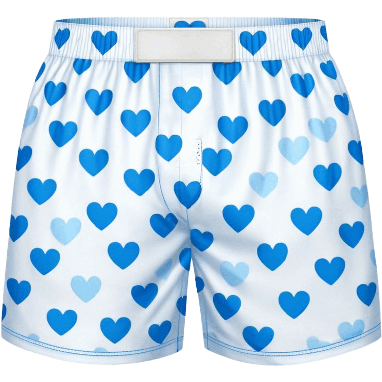 Blue heart patterned white pair of boxers emoji