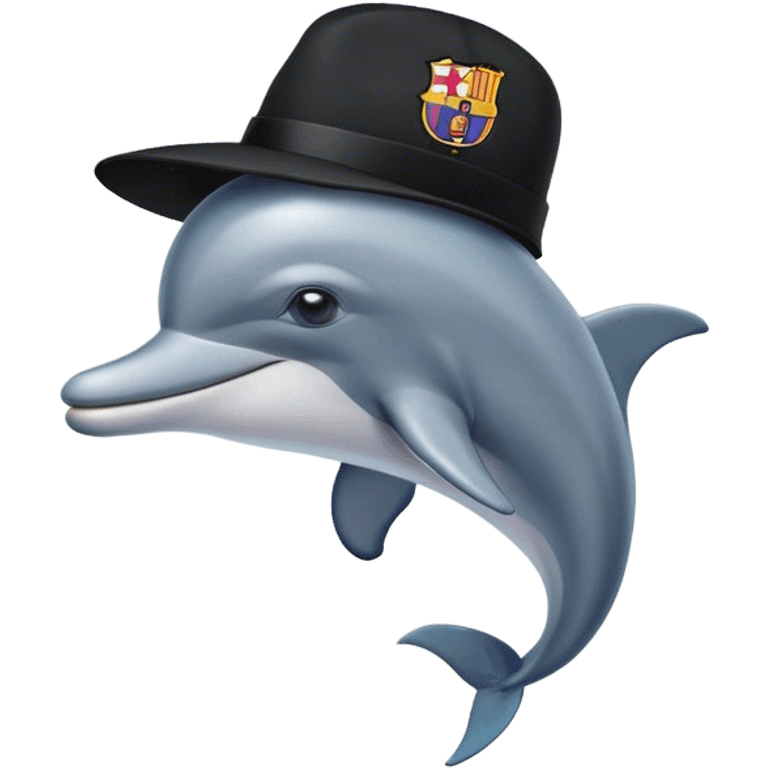 dolphin with hat black and fcbarcelona t shirth emoji