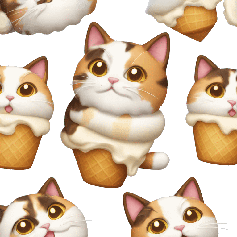 calico cat with icecream  emoji