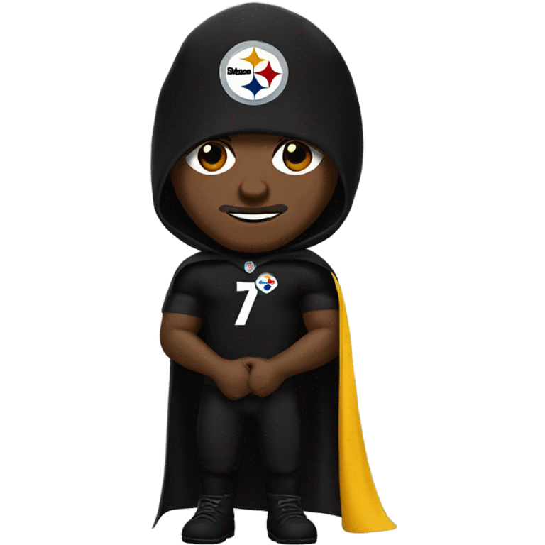 Pittsburgh Steelers player in uniform with black cape. emoji