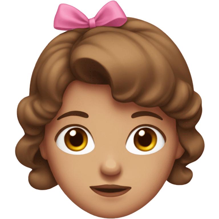 Girl with brown Hair and a bow pink in her hair emoji