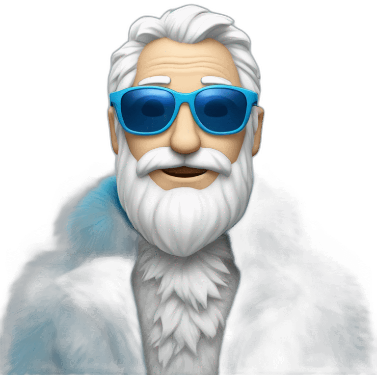 cool Father Frost in sunglasses glasses in a blue fur coat emoji