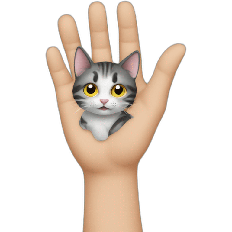 cat wave hand emoji