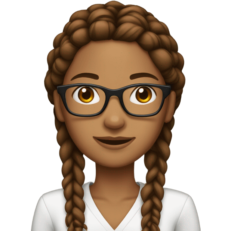 Pretty woman with brown skin, with glasses, a slender build, and long brown braids emoji