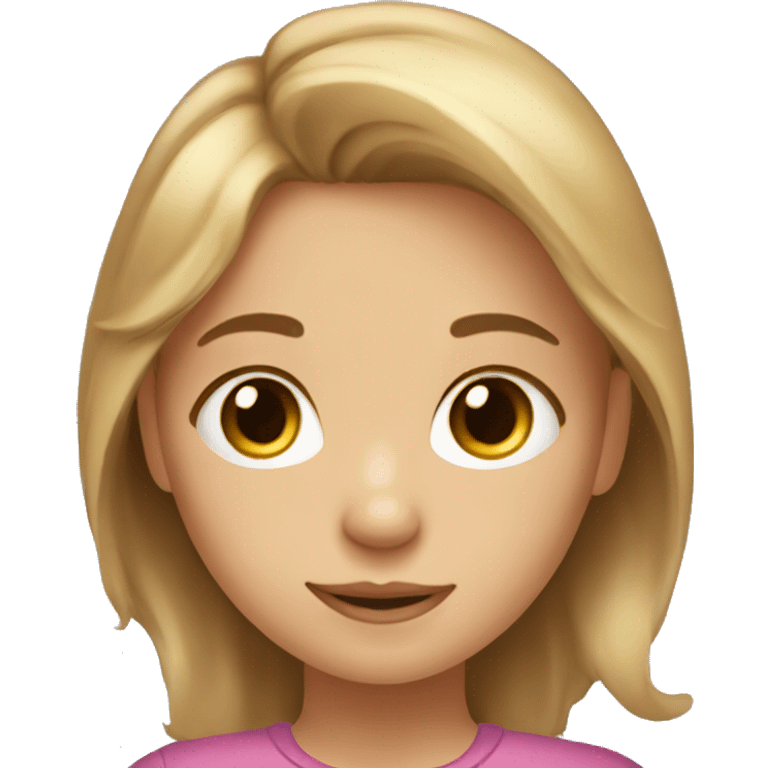 Small girl with light brown hair and blonde highlights and a drawing emoji