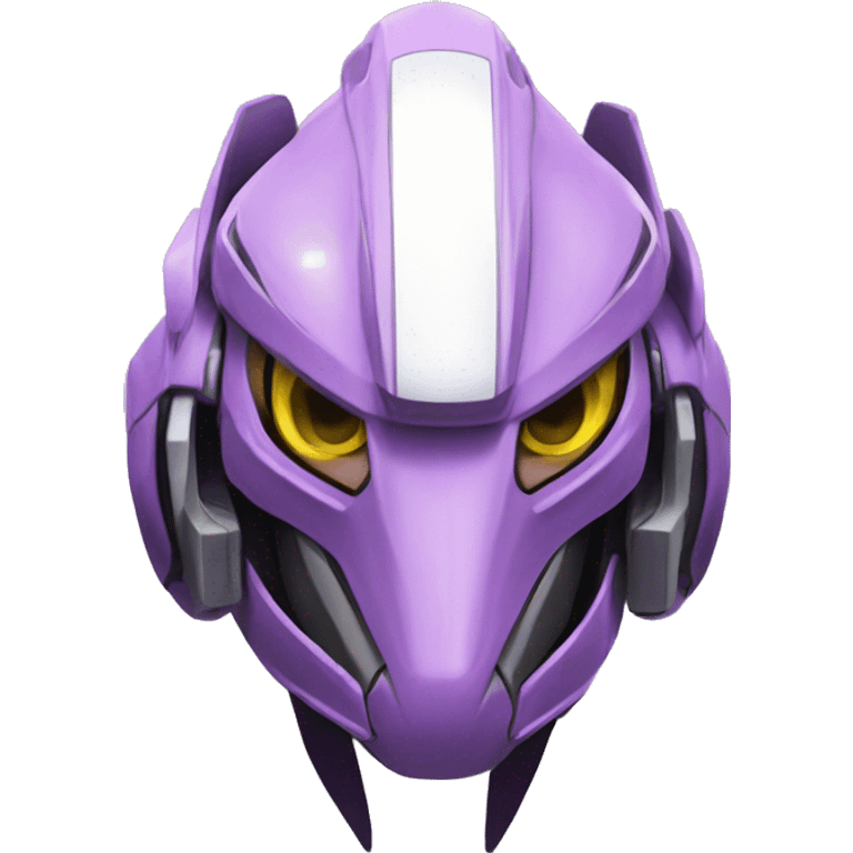 a Genesect-Raptor-Fakémon-—hybrid with a futuristic visor-helmet full body emoji