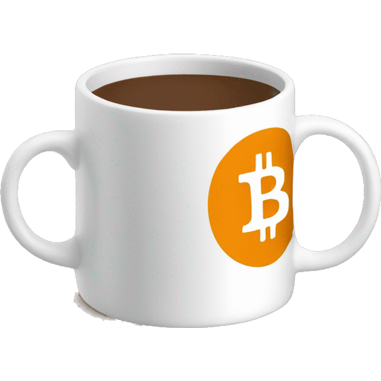 Coffee mug with Bitcoin logo emoji