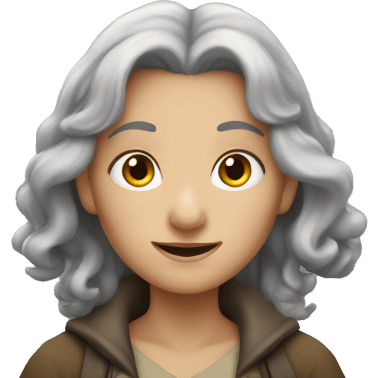 female hobbit with gray hair emoji