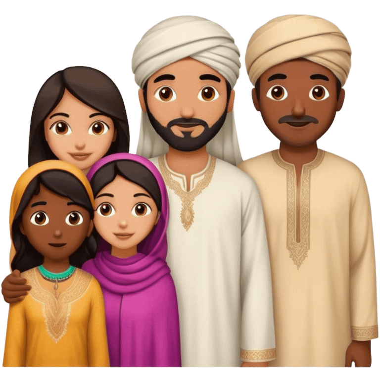 5 bestfriends: 1 Moroccan man, 1 Arab man, 1 Iranian girl, 1 Indian girl, 1 black man emoji