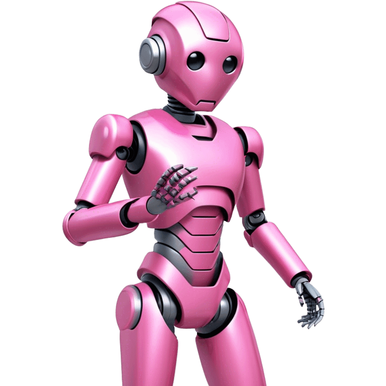 3d robot office worker in intensive pink color suit emoji