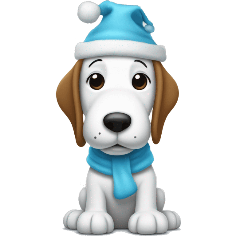 Snoopy with baby blue Christmas hat emoji