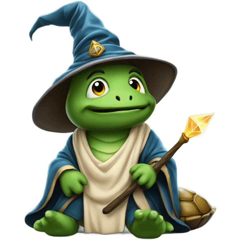 Wizard riding a turtle emoji