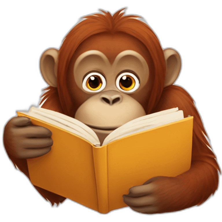 orangutan reading book emoji