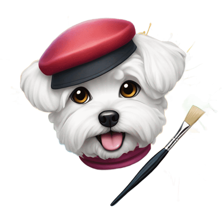 Maltese bichon working as a painter emoji