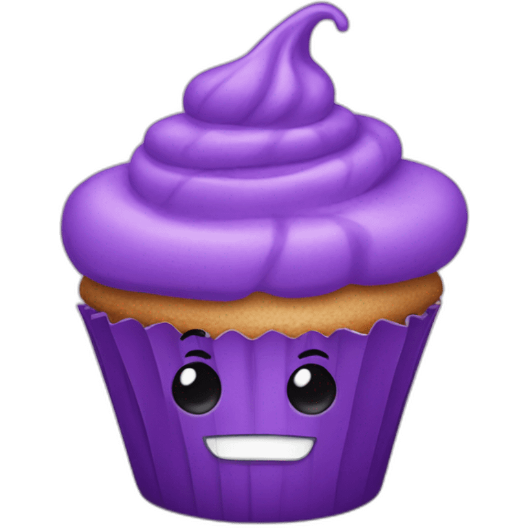 Happy purple cupcake  emoji