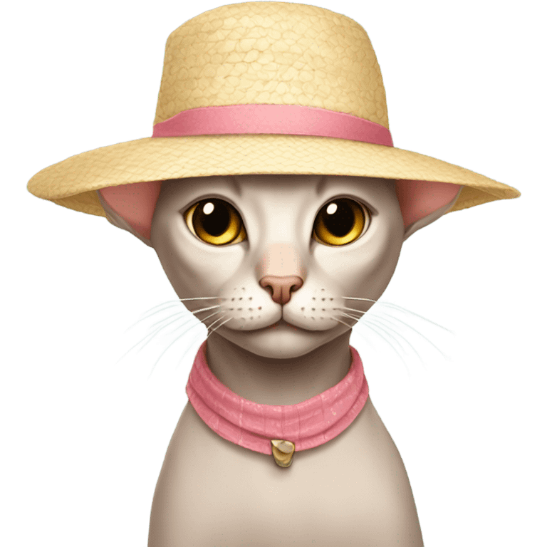 Hairless cat wearing a sunhat emoji