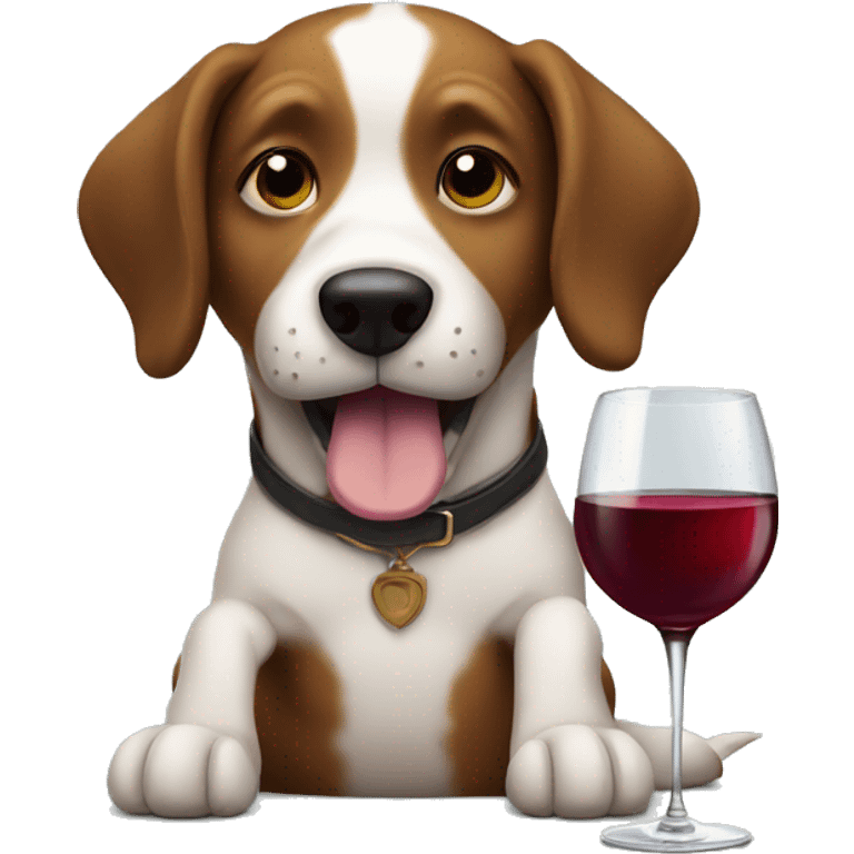 Dog drinking wine emoji