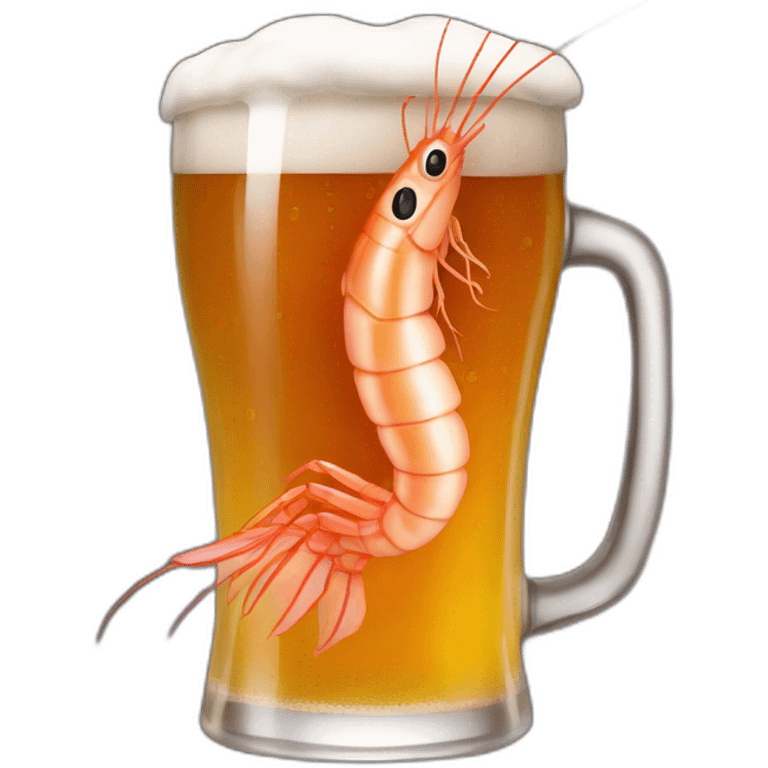 Shrimp jump into beer emoji