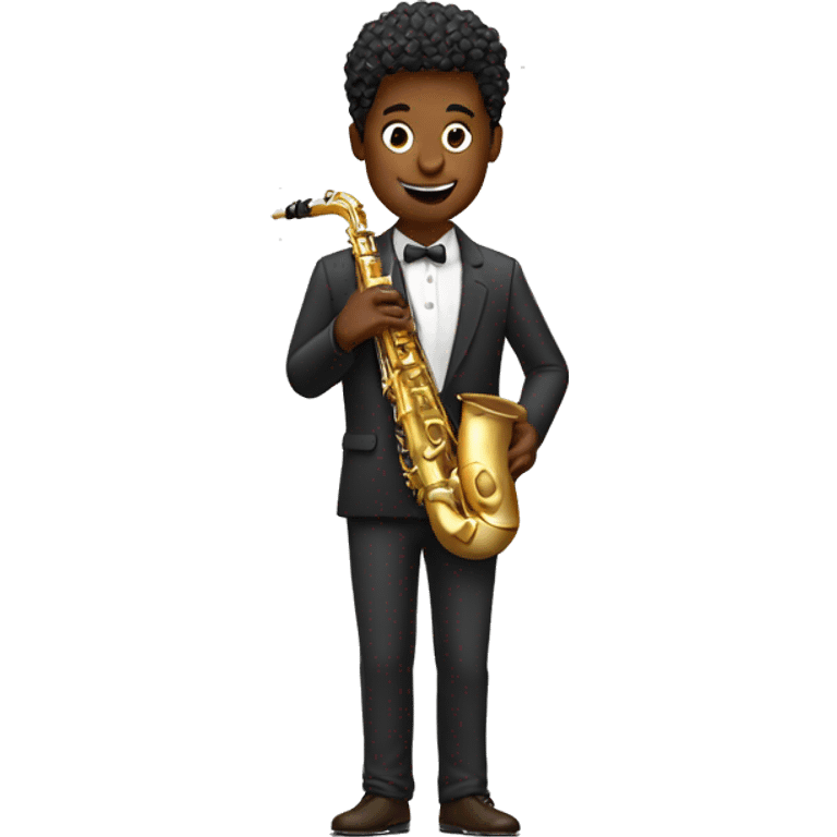 saxophonist holding  chocolate bar emoji