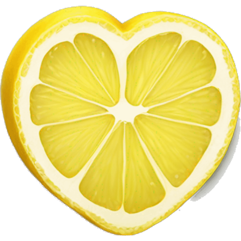 Realistic heart shaped lemon slice. emoji