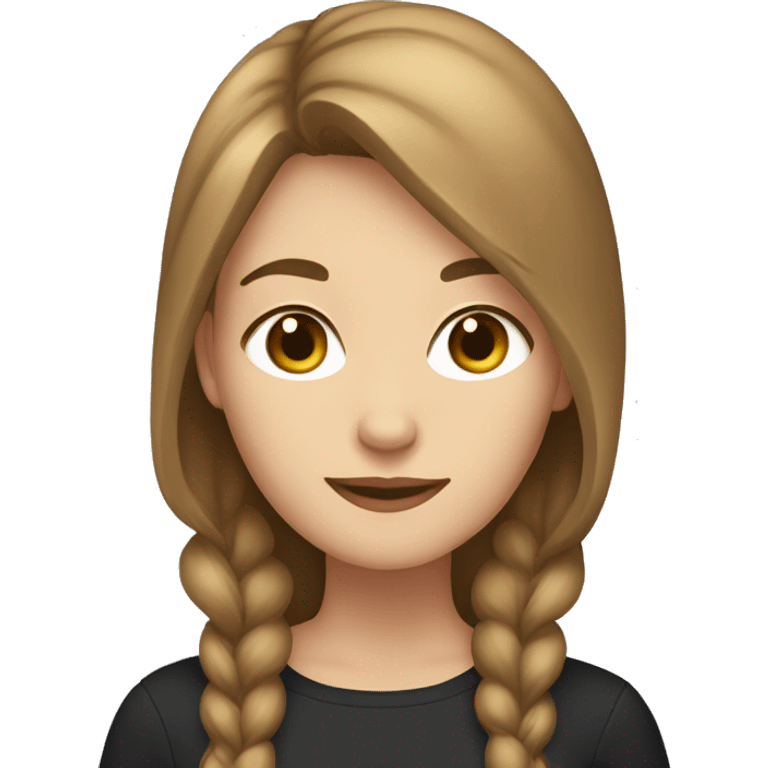 a young woman with light brown hair with a black cat emoji