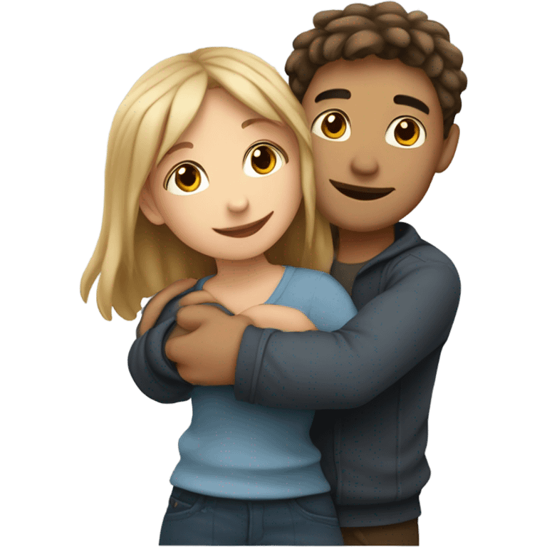 Girl hug a boy friend european bold emoji