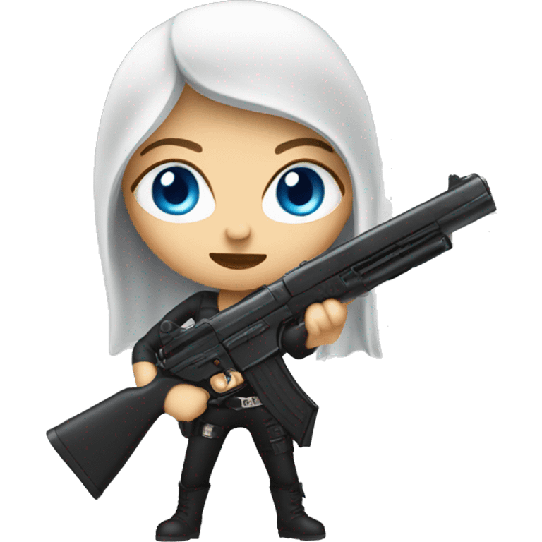 Female A blue eyed assassin with a gun emoji