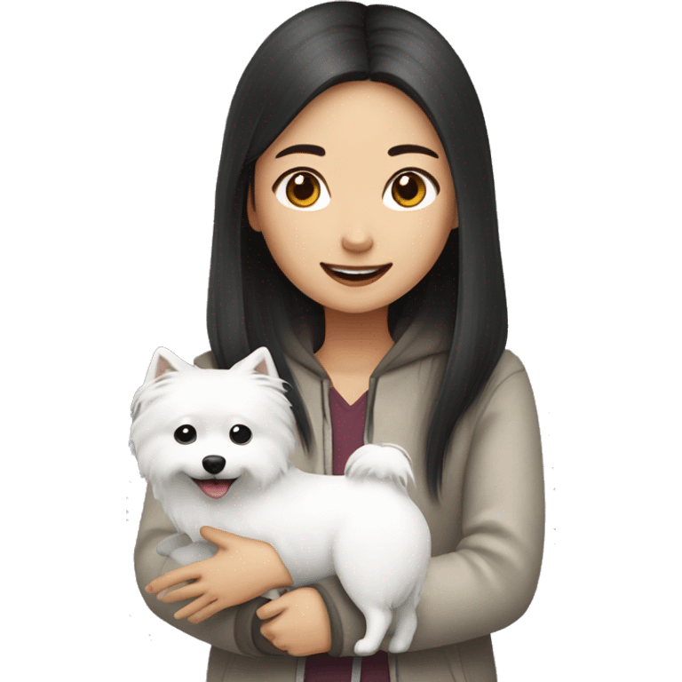 asian girl with Japanese spitz dog emoji