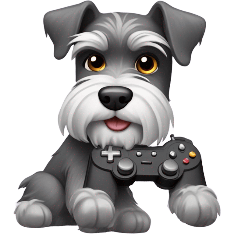 Schnauzer playing video games emoji