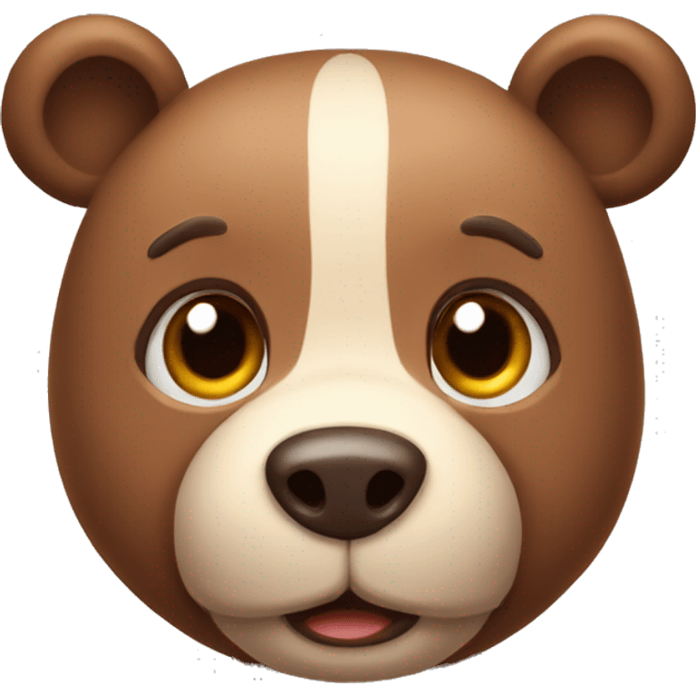 A character name dudu is like a cute bear having 2 ears and one mini nose and mouth the colour of the character is brown  emoji